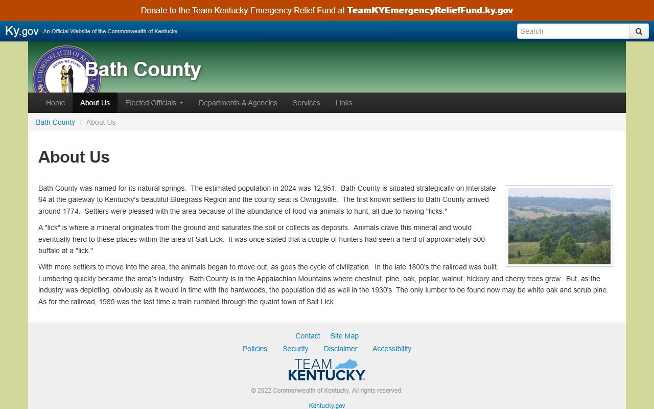 Bath County inmate population local context and county information screenshot