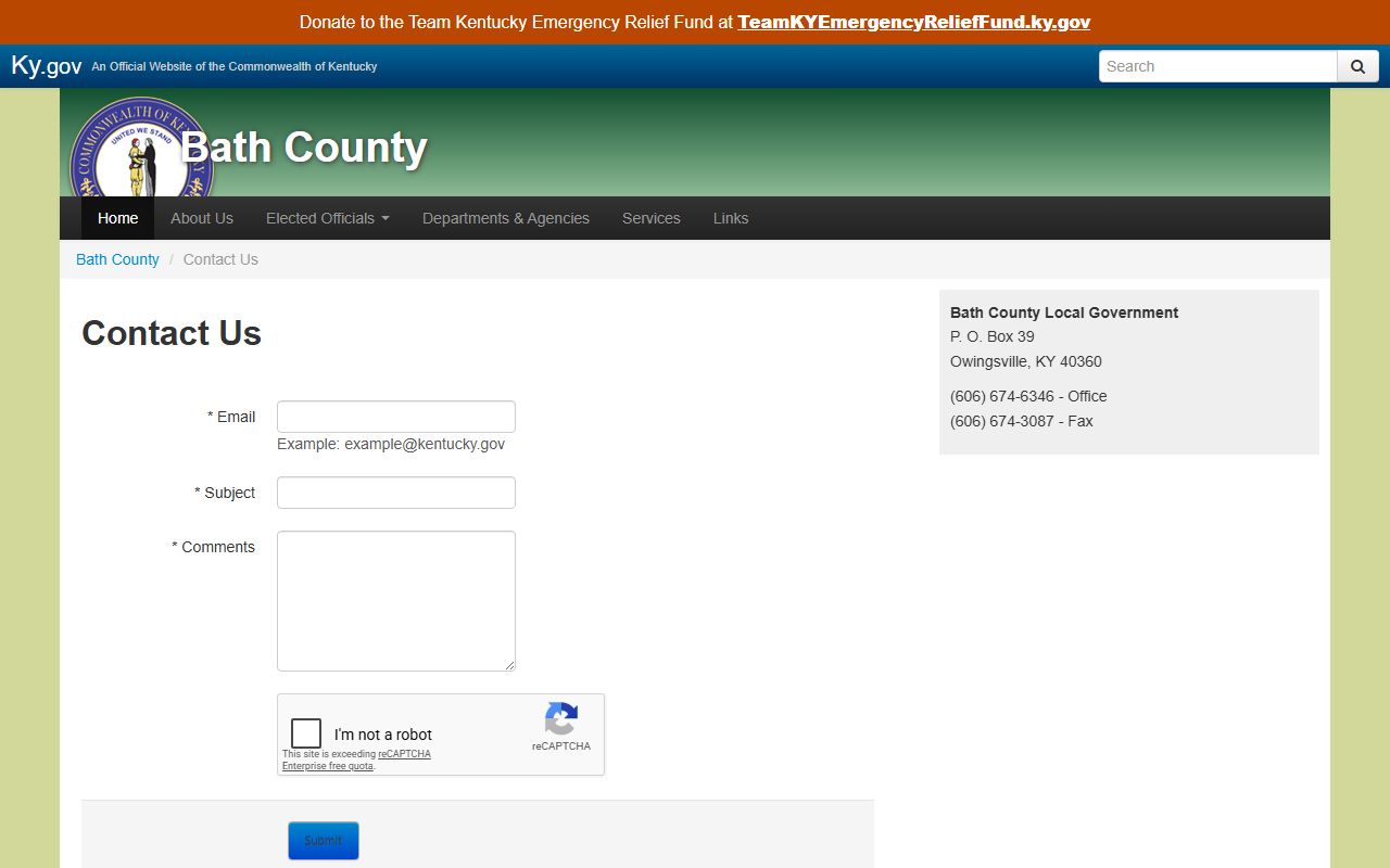Bath County inmate population county contact page screenshot